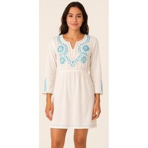 Peppermint Bay White Embroidered‎ Coverup Dress Boho Resort Wear Floral Large